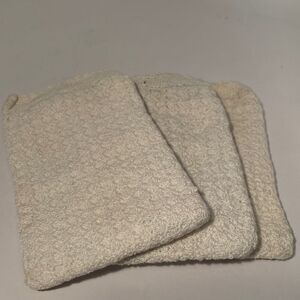 1367 Set of 3 Hand Crocheted Vintage White Cotton Lined Jewelry Bags
